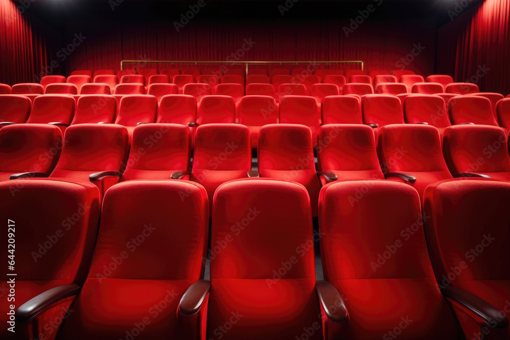 Fototapeta premium Rows of Red Seats: Theater Awaits