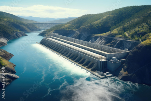 Elevated Perspective of a Massive Hydroelectric Facility