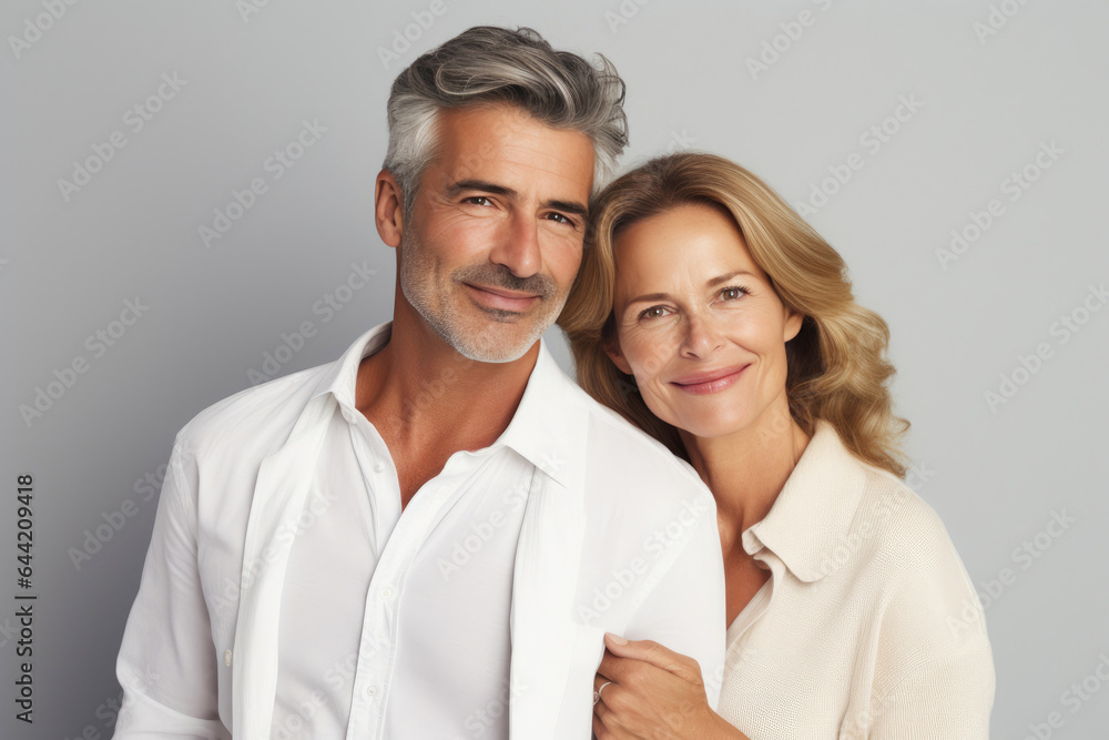 A Middle-Aged Couple Embracing A Middle-Aged Couple Embracing