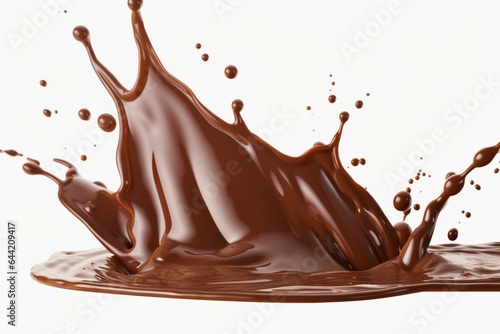 Melted chocolate splashing and flowing. Transparent PNG available. Generative AI