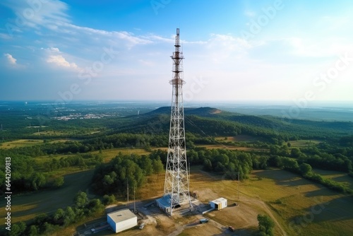 Aerial view of telecommunication tower
