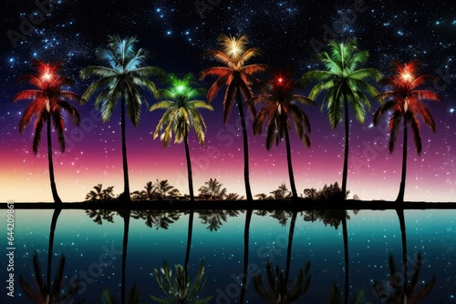 Art Christmas with Palm Trees and Stars
