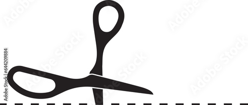 Cutting line by scissors vector icon. Separation paper sign. Trim coupone symbol.