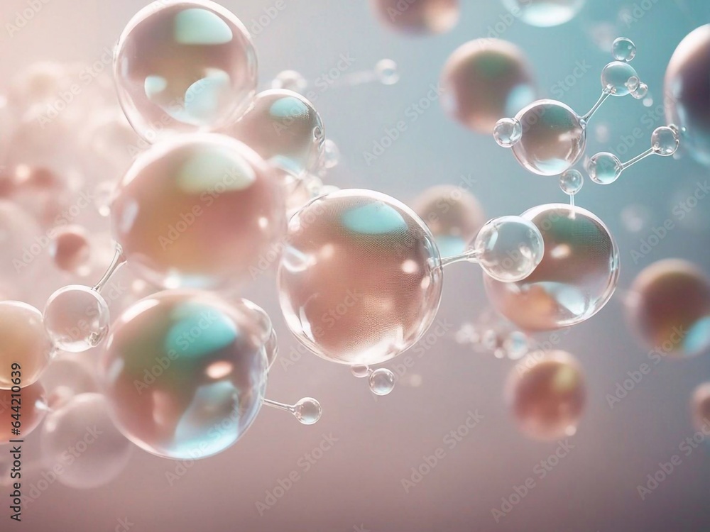 Cosmetics background, pastel Molecules, science background, lab background, herbal leaves, beauty products, bubbles background,Abstract Chemistry generative ai illustration art Cosmetics background, pastel Molecules, science background, lab background, herbal leaves, beauty products, bubbles background,Abstract Chemistry generative ai illustration art