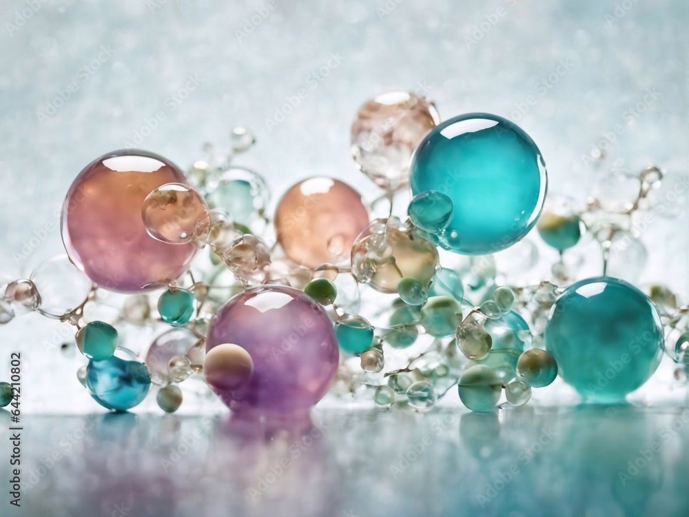Cosmetics background, pastel Molecules, science background, lab background, herbal leaves, beauty products, bubbles background,Abstract Chemistry generative ai illustration art Cosmetics background, pastel Molecules, science background, lab background, herbal leaves, beauty products, bubbles background,Abstract Chemistry generative ai illustration art