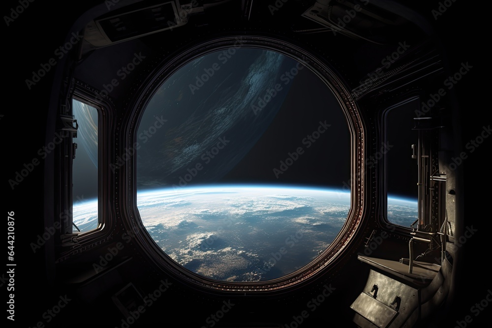 Spaceship window view Spaceship window view
