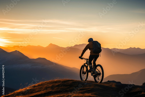 Morning Ride: Biker Conquering the Peaks