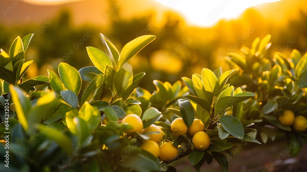 Lemons plants on a farm.