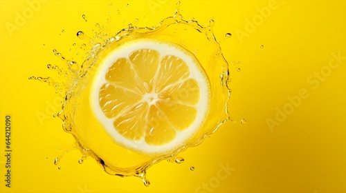 Lemon in liquid, isolated creative element