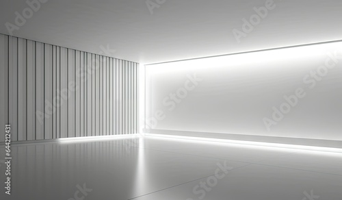 Empty product display space  bright lights  futuristic and minimalistic  by Generative AI