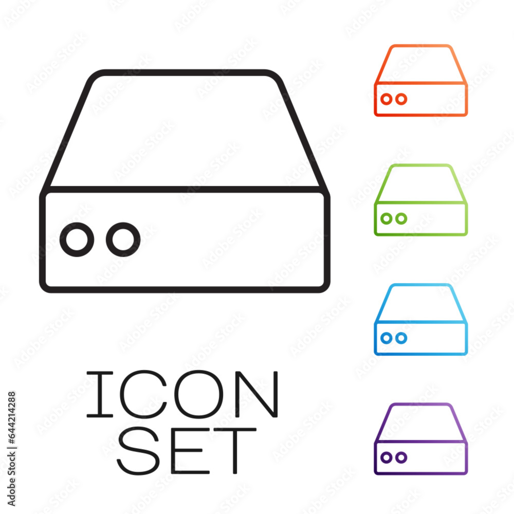 Black line Server, Data, Web Hosting icon isolated on white background. Set icons colorful. Vector Black line Server, Data, Web Hosting icon isolated on white background. Set icons colorful. Vector