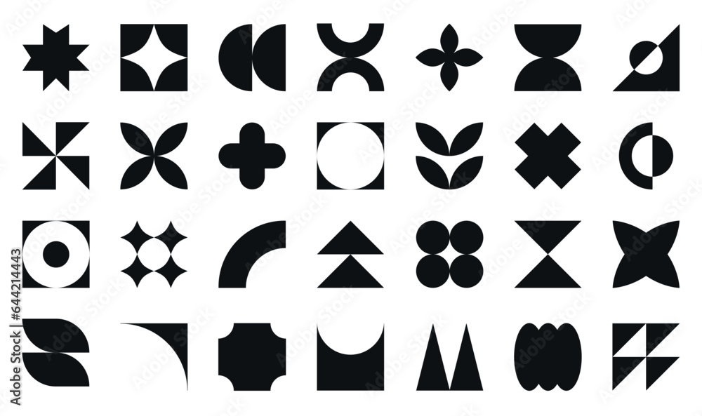 Φωτογραφία set of black bauhaus  shapes, geometric abstract shapes in minimal style, bauhau