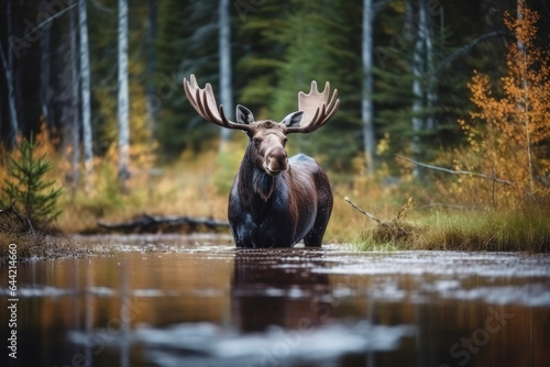 Wild Moose in a Natural Setting © AIproduction
