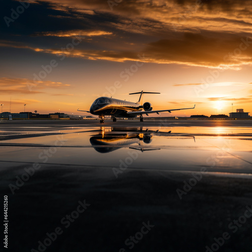 Luxury aircraft on the beach, private jet 