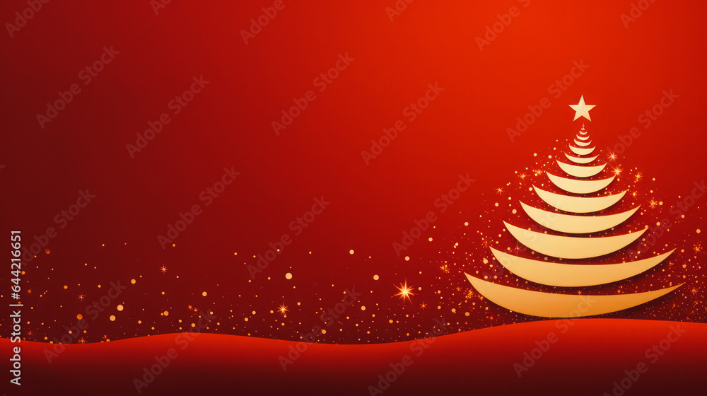 Luxury concept of Christmas golden tree and decorations on red background. Close up shot, New Year's creative concept. Luxury concept of Christmas golden tree and decorations on red background. Close up shot, New Year's creative concept.
