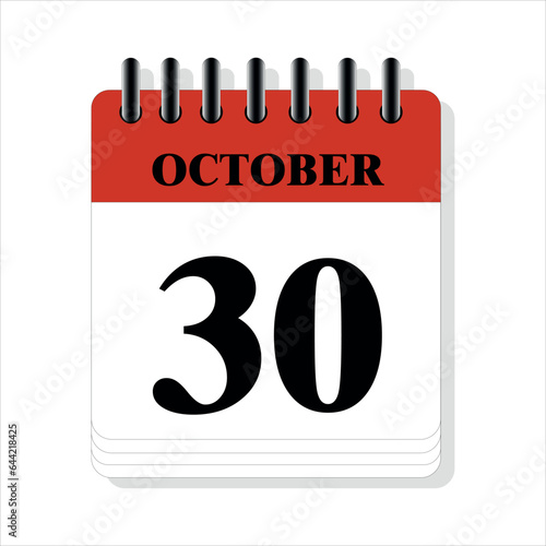 October 30 calendar date design