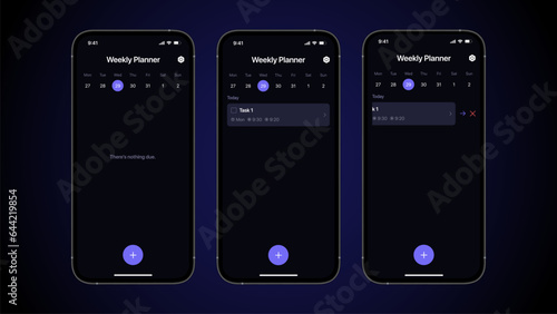 iOS To Do App UI Concept. iPhone Weekly Planner App, Task Tracker