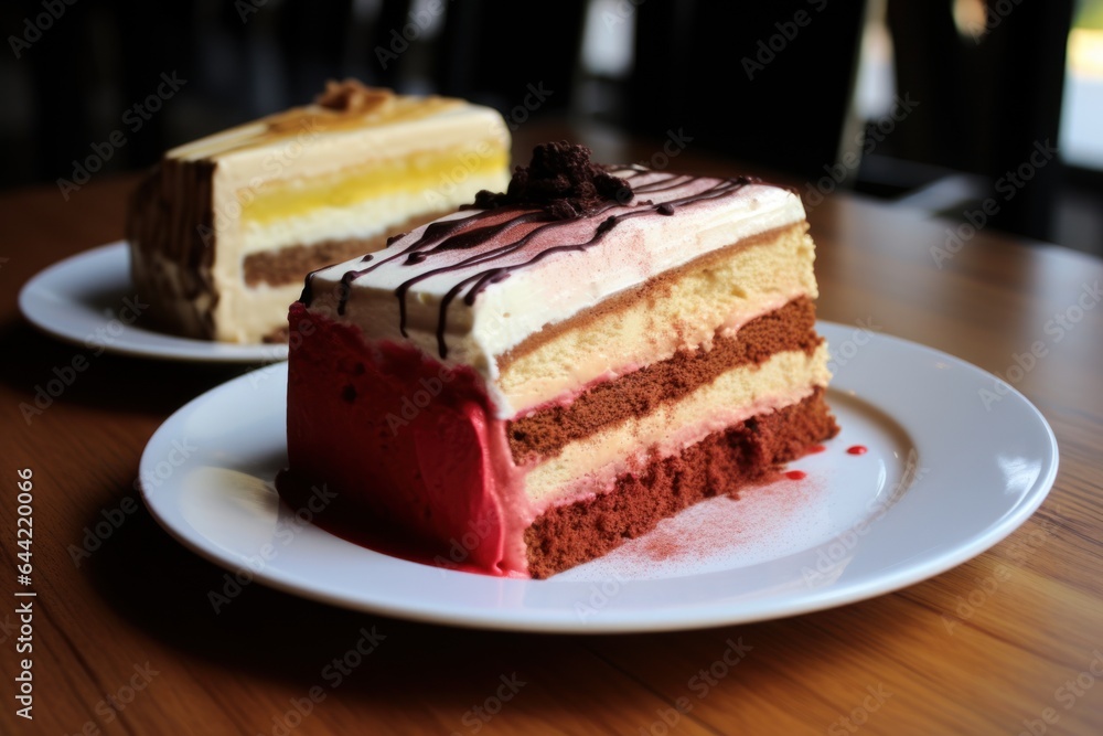 Sweet cake in a café, pieces of dessert Sweet cake in a café, pieces of dessert
