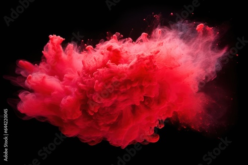 Red colorful powder explosion on black background