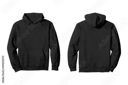 Blank Unisex Black Pullover Hoodie Mockup Front and Back View