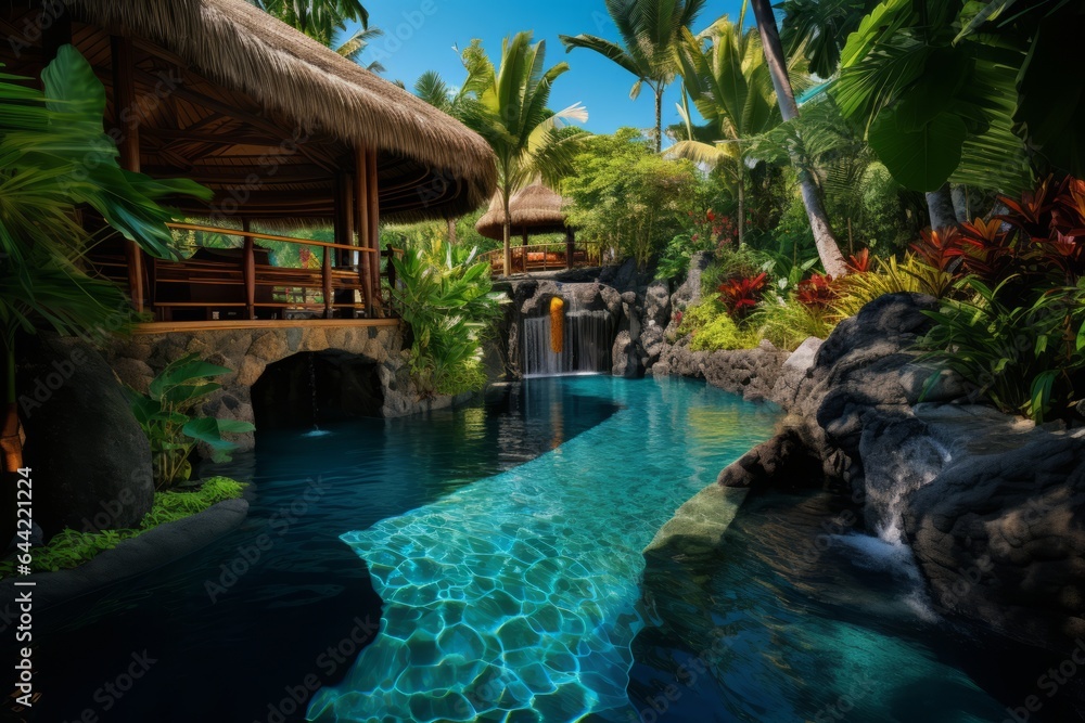 Tropical Resort with Waterfall Pool - AI Generated