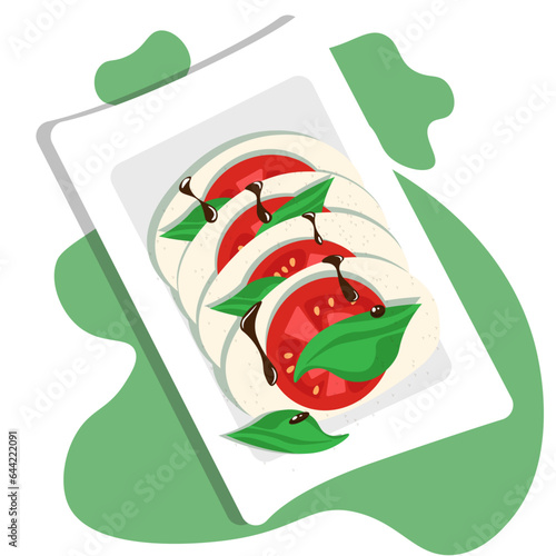 caprese salad on white background