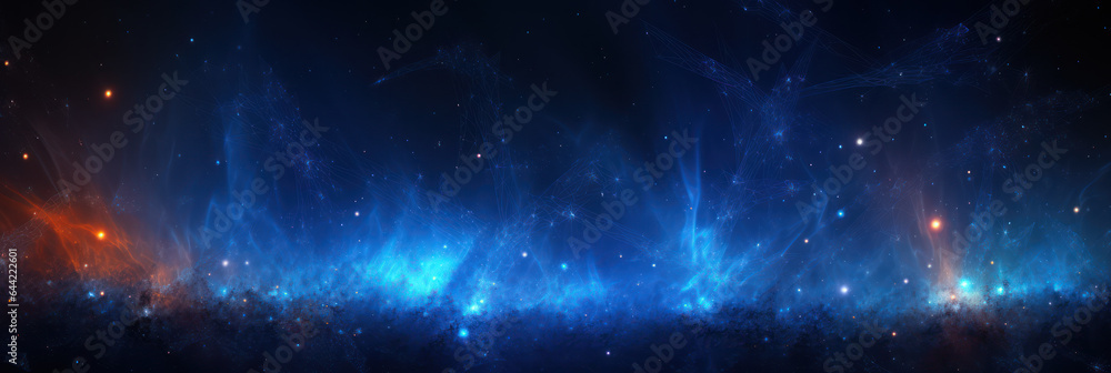 Obraz premium Abstract Dark Blue Background with Glowing Particles