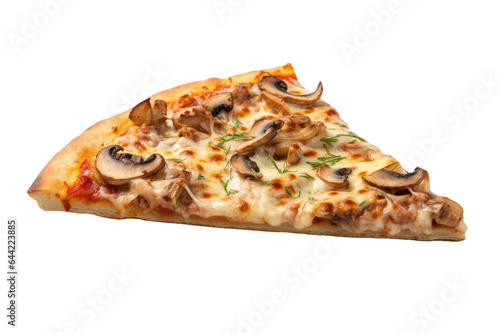Slice of Mushroom Pizza Isolated on a Transparent Background