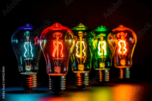 Bunte Glühbirnen, transparentes Glas