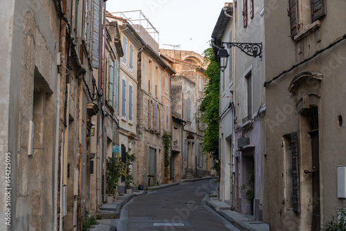 View on old streets and houses in ancient french town Arles  touristic destination with Roman ruines  Bouches-du-Rhone  France
