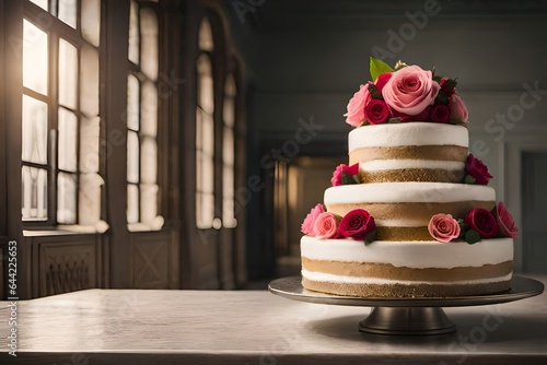 wedding cake with roses