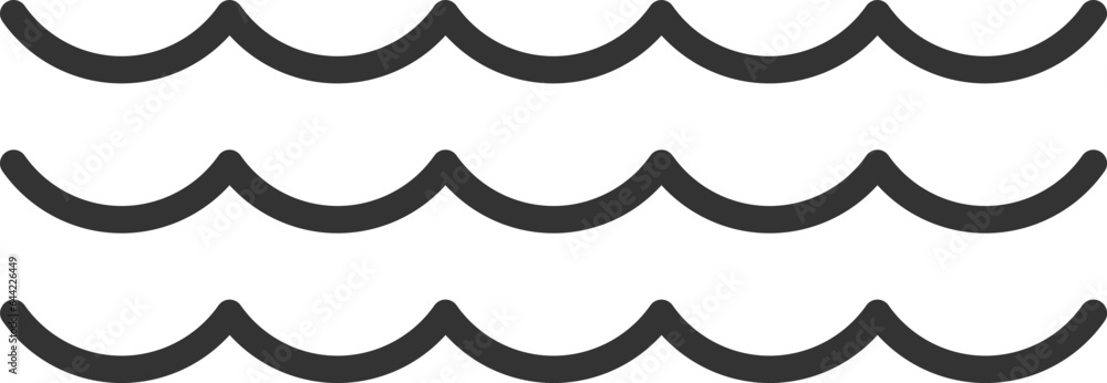 Waves vector design. Water wave icon. Wavy lines isolated. Waves vector design. Water wave icon. Wavy lines isolated.