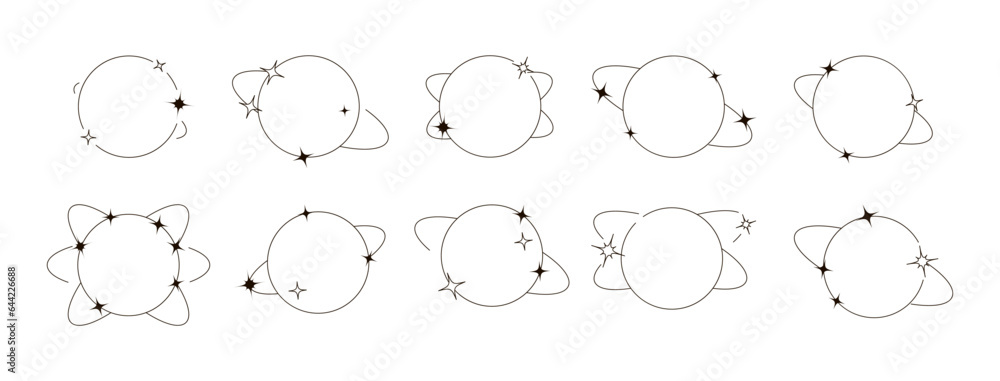 Vector set of Y2K stars for avatar. Ornaments for decoration social media set. Vector illustration Vector set of Y2K stars for avatar. Ornaments for decoration social media set. Vector illustration