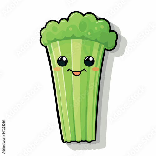 Celery in cartoon, doodle style. 2d vector illustration in logo, icon style. Black and white AI Generative