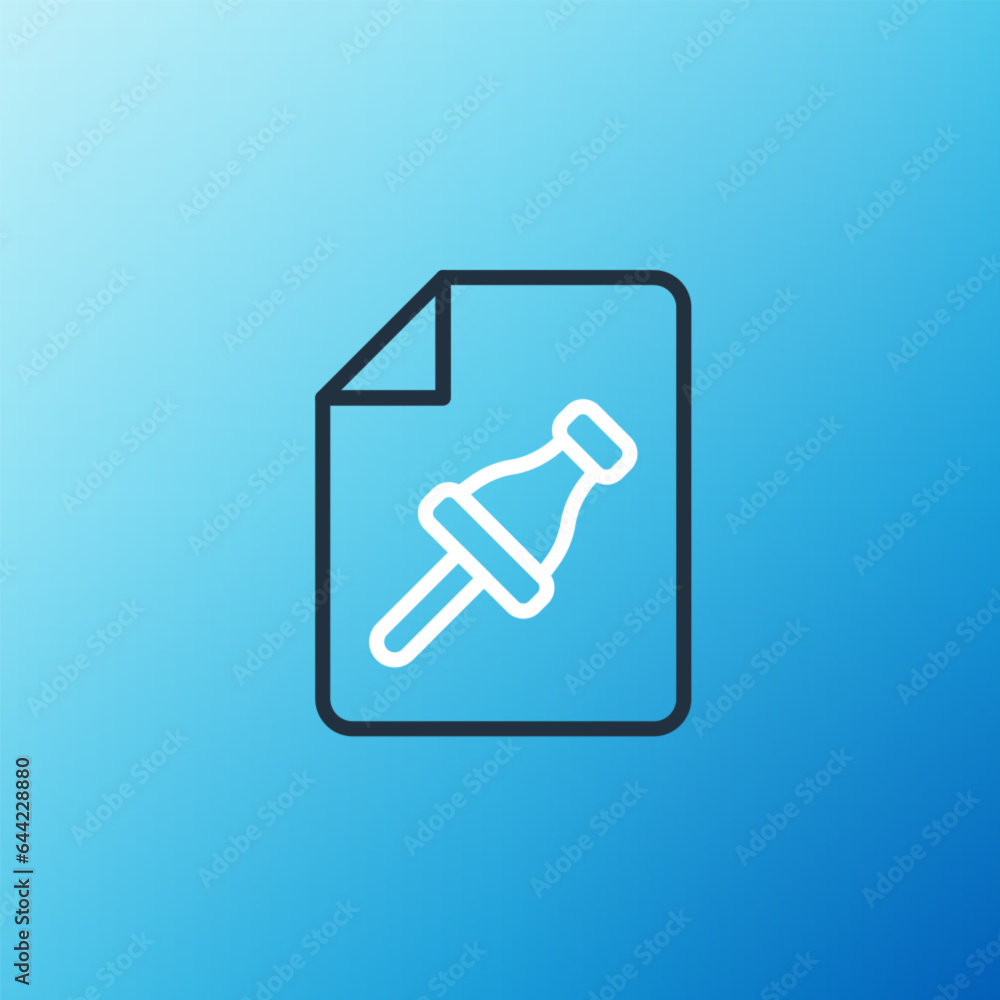 Line Note paper with pinned pushbutton icon isolated on blue background. Memo paper sign. Colorful outline concept. Vector Line Note paper with pinned pushbutton icon isolated on blue background. Memo paper sign. Colorful outline concept. Vector
