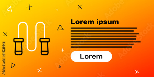 Line Jump rope icon isolated on yellow background. Skipping rope. Sport equipment. Colorful outline concept. Vector