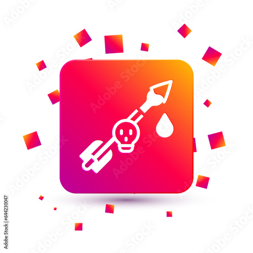 White Poison on the arrow icon isolated on white background. Poisoned arrow. Square color button. Vector