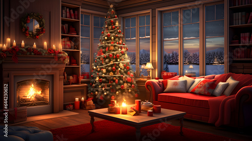 Fireplace with christmas decorations © Fehr