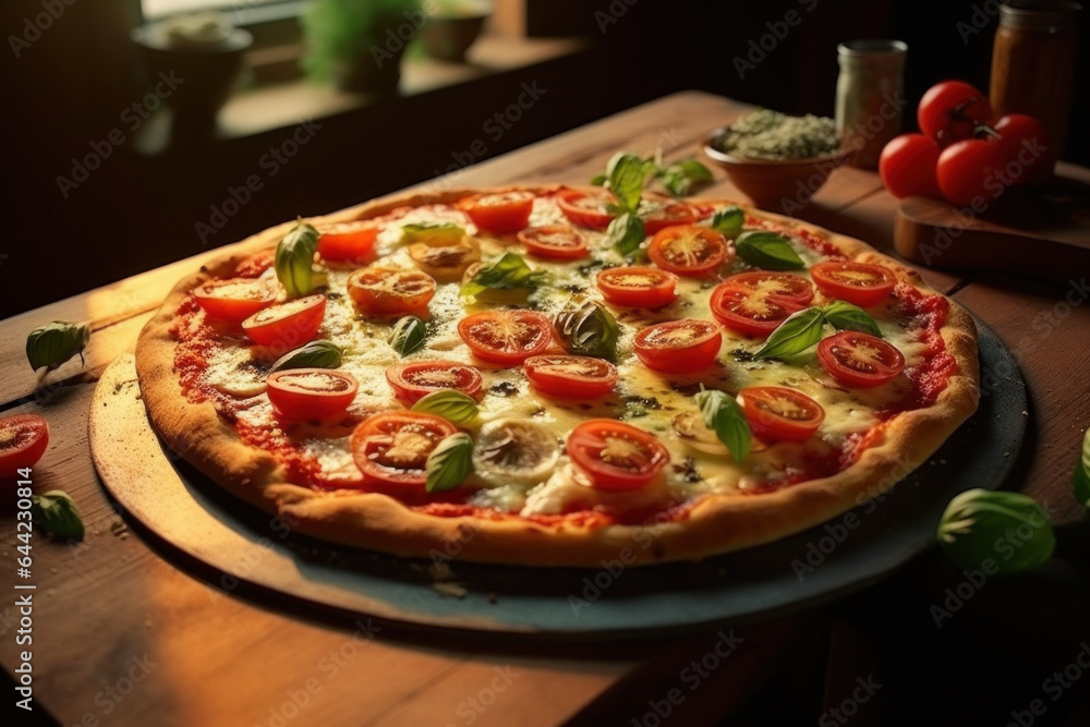 pizza with vegetables and cheese