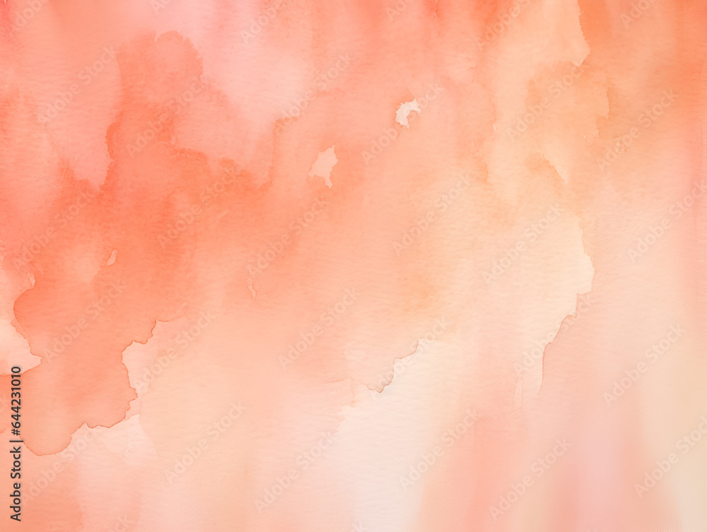 Abstract watercolor background in shade of apricot, pastel pink, orange and yellow