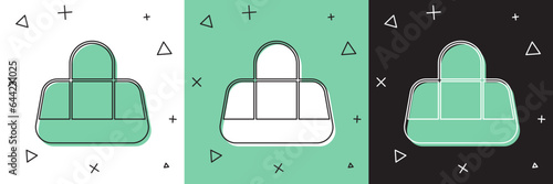 Set Sport bag icon isolated on white and green, black background. Vector