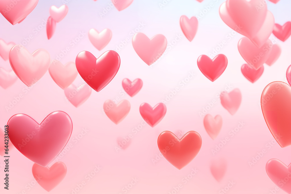pink hearts floating in the air over colorful background, in the style of animated gifs, delicate paper cutouts, soft sculptures