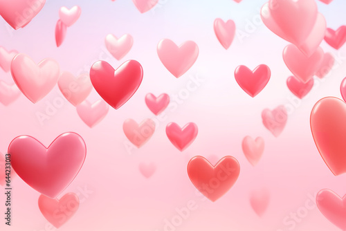pink hearts floating in the air over colorful background, in the style of animated gifs, delicate paper cutouts, soft sculptures