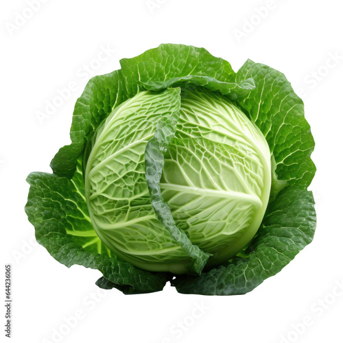 Green Cabbage Isolated on a Transparent Background