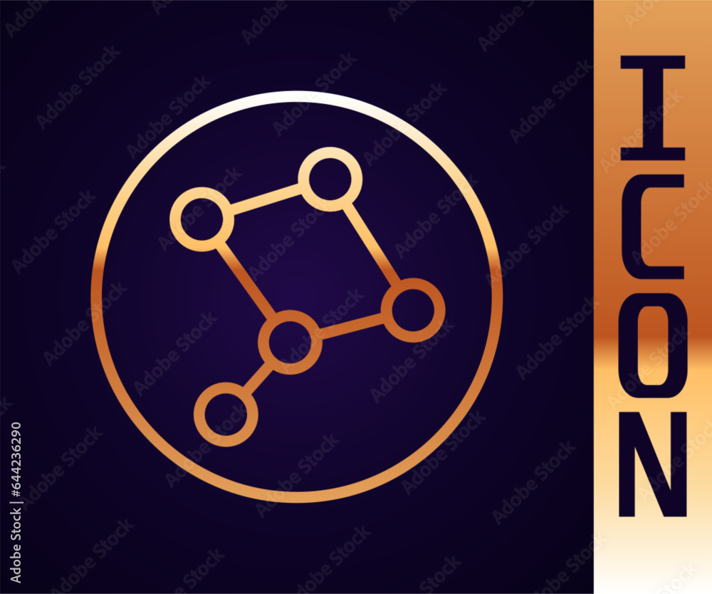 Gold line Great Bear constellation icon isolated on black background. Vector Gold line Great Bear constellation icon isolated on black background. Vector