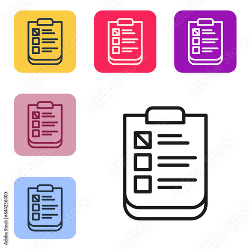 Black line Psychological test icon isolated on white background. Set icons in color square buttons. Vector