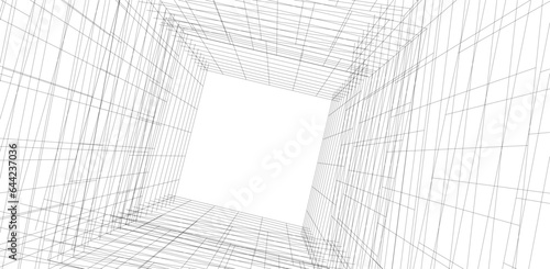 Abstract architectural background vector 3d illustration
