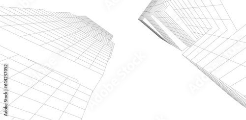 Abstract architectural background vector 3d illustration