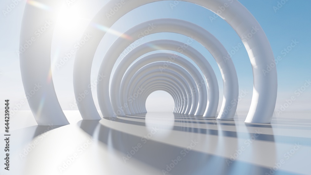 Obraz premium Abstract architecture background arched interior 3d render