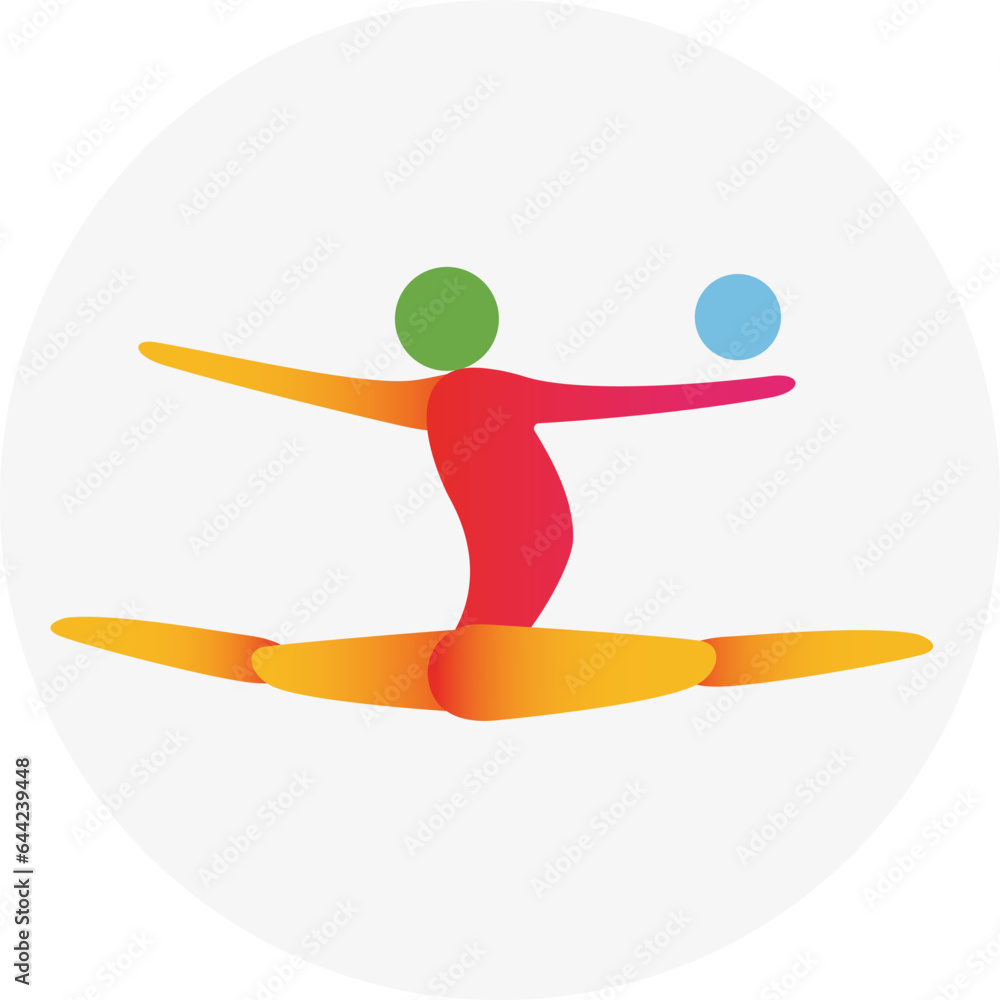 Artistic gymnastics competition icon. Colorful sport sign.